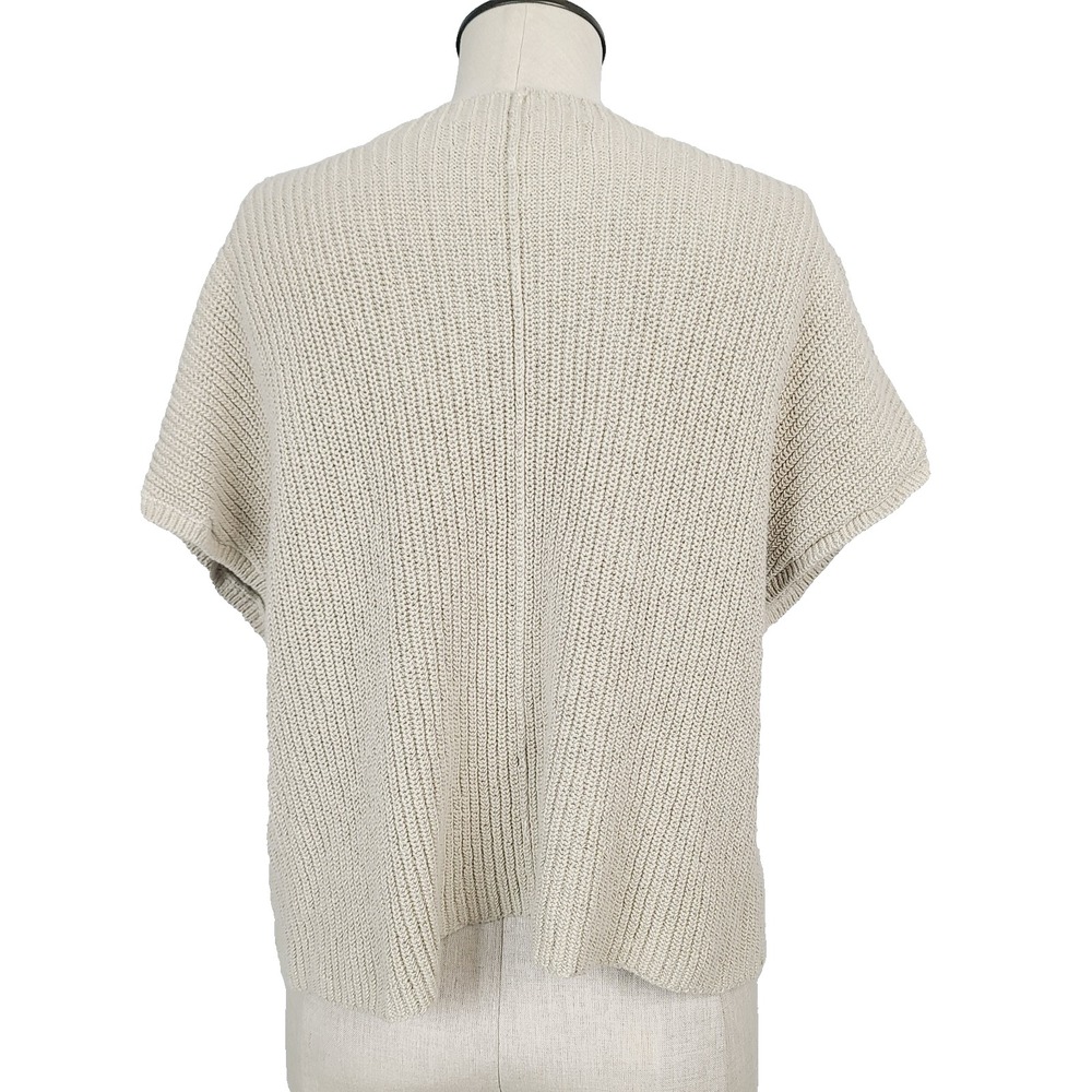 Free People Beach Freya Sweater Beige Cotton Short Sleeve Patch Pocket Top L - Picture 4 of 9